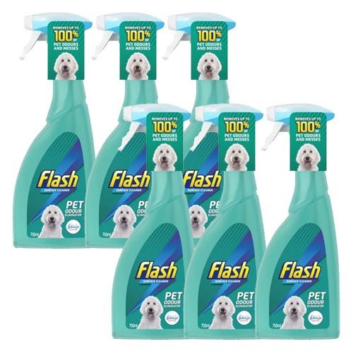 Flash Pet Odour Eliminator Surface Spray Cleaner 750ml Pet Cleaning Supplies Flash 6 Units  