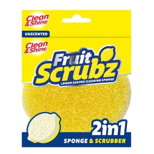 Clean & Shine Sponge Buddy 2-in-1 Sponge & Scrubber Assorted Cloths, Sponges & Scourers Clean & Shine Lemon Shaped  