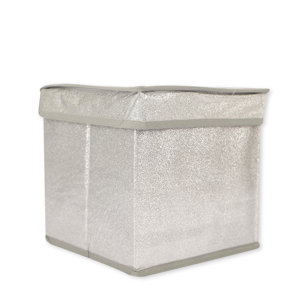 Home Collection Glitter Storage Box With Lid Silver FabFinds