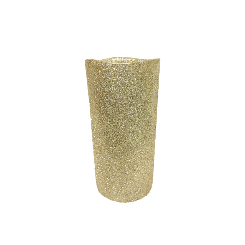 LED Glitter Christmas Pillar Candle Gold Christmas Candles & Holders FabFinds   
