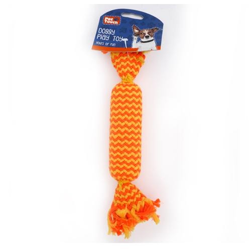 Pet Touch Knitted Squeaky Doggy Play Toy Assorted Colours Dog Toys Pet Touch Orange & Yellow  