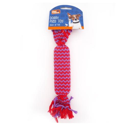 Pet Touch Knitted Squeaky Doggy Play Toy Assorted Colours Dog Toys Pet Touch Red & Purple  