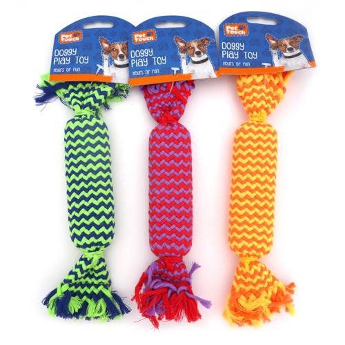 Pet Touch Knitted Squeaky Doggy Play Toy Assorted Colours Dog Toys Pet Touch   