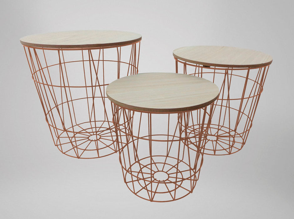 Wooden Metal Rustic Nesting Tables  FabFinds Copper  