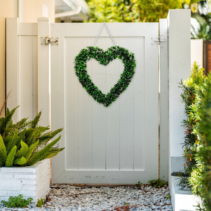 Hanging Artificial Heart Door Wreath 63cm Garden Decor FabFinds   