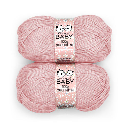 Bonjour Baby Pastel Double Knitting Yarn 2x100g Assorted Colours Knitting Yarn & Wool FabFinds Pink  