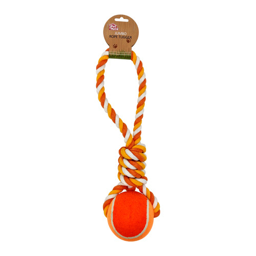 Pet Touch Doggy Play Toy Rope Ball Assorted Colours Pet Toy Pet Touch Orange  