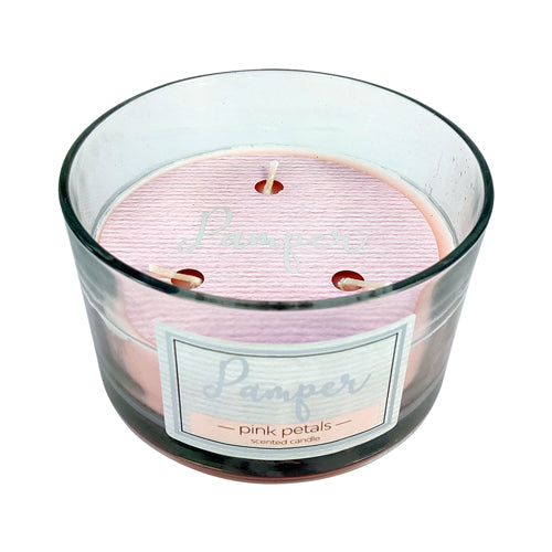 Pamper Pink Petals Scenter Glass Wax Candle 12oz Candles FabFinds   