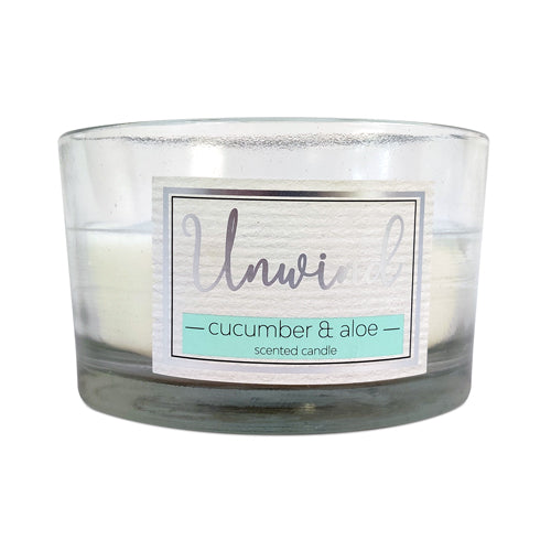 Unwind Cucumber & Aloe Scented Wax Glass Candle 12oz Candles FabFinds   