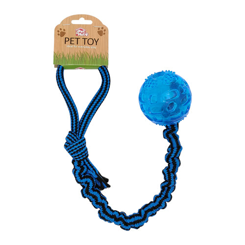 The Pet Hut Springy Rope and Ball Dog Toy Assorted Colours Pet Toy The Pet Hut Blue  