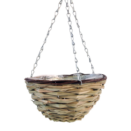 Garden Essentials Light Woven Summer Hanging Basket 10inch Plant Pots & Planters Garden Essentials Sage  