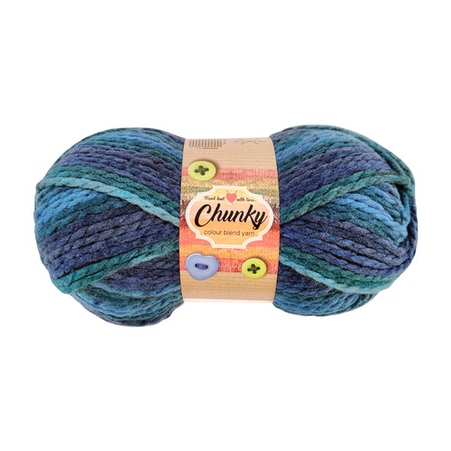 Chunky Colour Blend Yarn Assorted Colours 100g Knitting Yarn & Wool FabFinds Light Blue & Green  