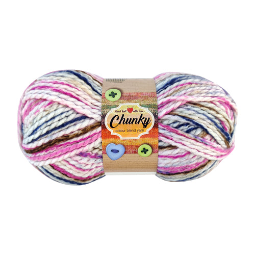 Chunky Colour Blend Yarn Assorted Colours 100g Knitting Yarn & Wool FabFinds Dark Multicoloured  