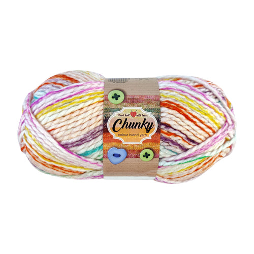 Chunky Colour Blend Yarn Assorted Colours 100g Knitting Yarn & Wool FabFinds Light Multicoloured  