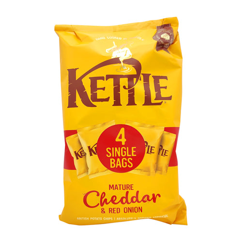 Kettle Chips Mature Cheddar Cheese & Red Onion Crisps 4 Pack Crisps, Snacks & Popcorn Kettle Chips   
