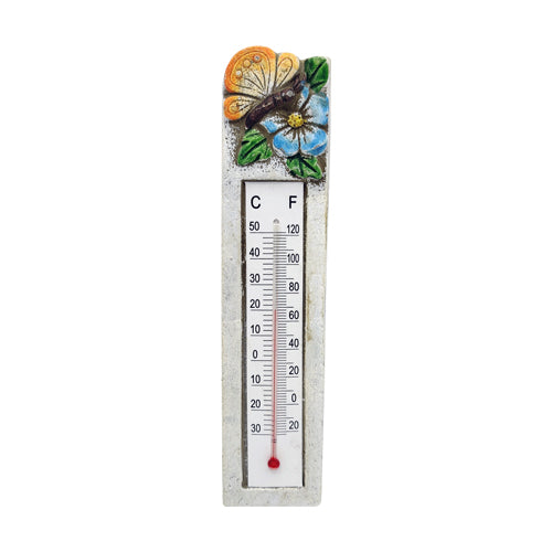 Slim Decorative Garden Thermometer Assorted Designs Garden Decor PMS Orange Butterfly  