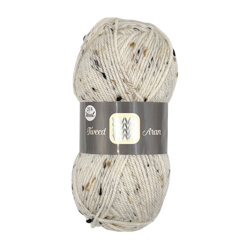 Tweed Aran Cream Knitting Yarn 100g Knitting Yarn & Wool FabFinds   