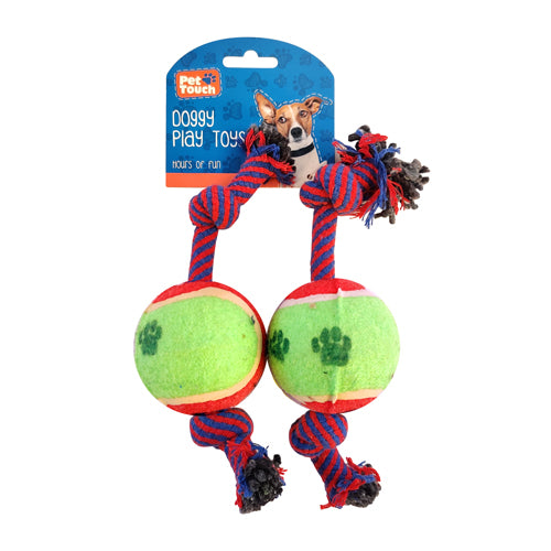 Pet Touch Rope Dog Toy With Ball 2 Pack Dog Toys Pet Touch Green/ Red Rope  