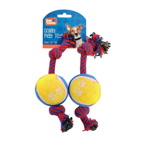Pet Touch Rope Dog Toy With Ball 2 Pack Dog Toys Pet Touch Blue  
