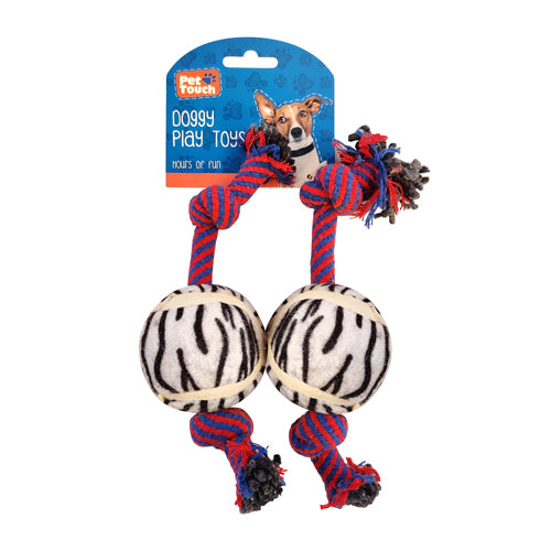 Pet Touch Rope Dog Toy With Ball 2 Pack Dog Toys Pet Touch Zebra  