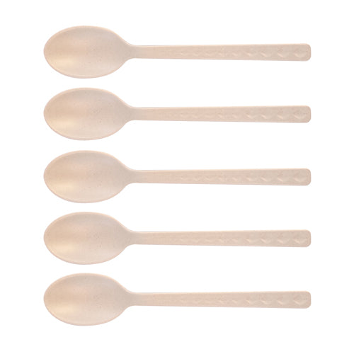 Bamboo Melamine Trendy Tableware 5 Piece Teaspoon Set Kitchen Accessories FabFinds Cream  