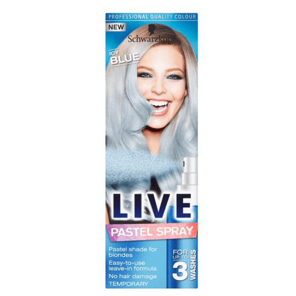 Schwarzkopf Live Icy Blue Pastel Spray Temporary Hair Colouring 125ml Hair Dye schwarzkopf   