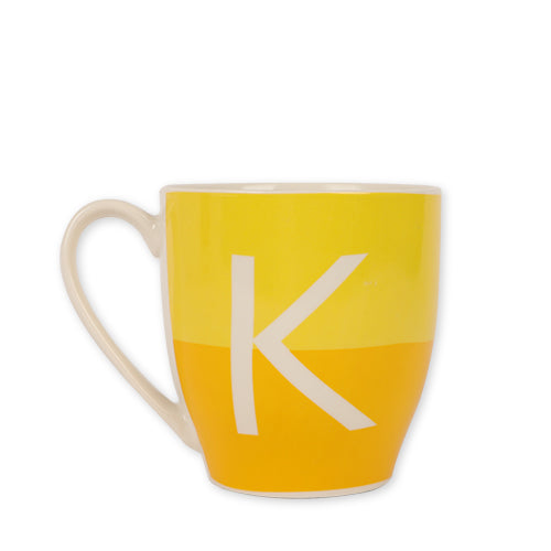 Initial K Two Tone Yellow Monogram Mug Mugs FabFinds   