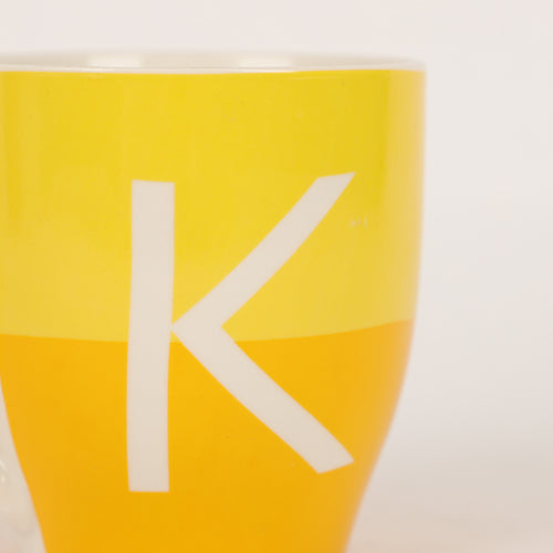 Initial K Two Tone Yellow Monogram Mug Mugs FabFinds   