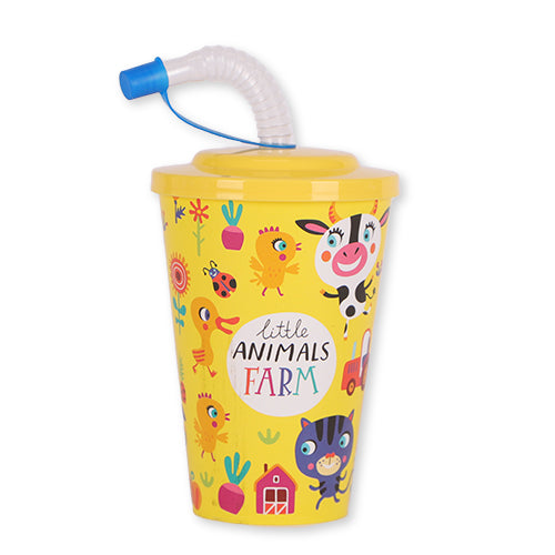 Kids Animal Drinking Cup With Straw 400ml Assorted Styles Kids Accessories FabFinds Farm Animals  