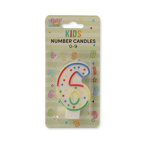 Party Time Kids Number Birthday Candles 0-9 Birthday Candles PS Imports No.6  