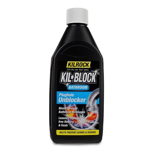 Kilrock Kil-Block Bathroom Plughole Unblocker 500ml Drain & Sink Unblockers Kilrock   
