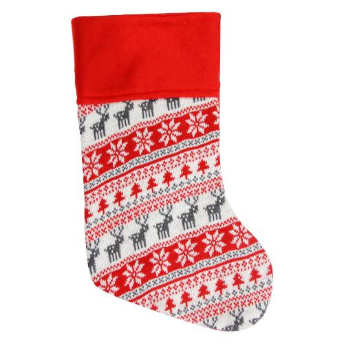 Festive Reindeer Knitted Christmas Stocking 19" Christmas Stockings FabFinds   