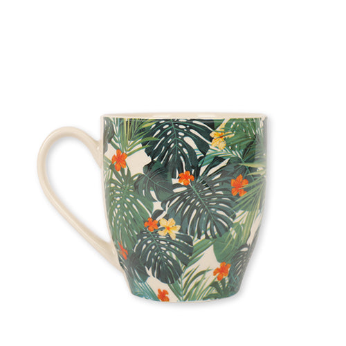 Tropical Leaf and Flowers Mug Mugs FabFinds   