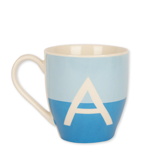 Initial A Blue Two Tone Monogram Mug Mugs FabFinds   