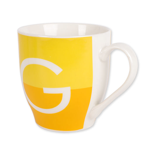 Initial G Two Tone Yellow Monogram Mug Mugs FabFinds   