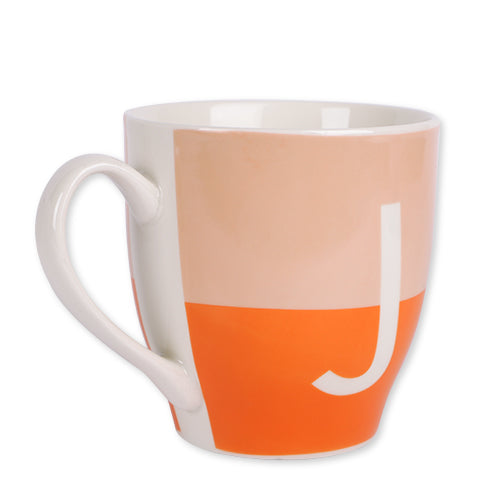 Initial J Coral Two Tone Monogram Mug Mugs FabFinds   