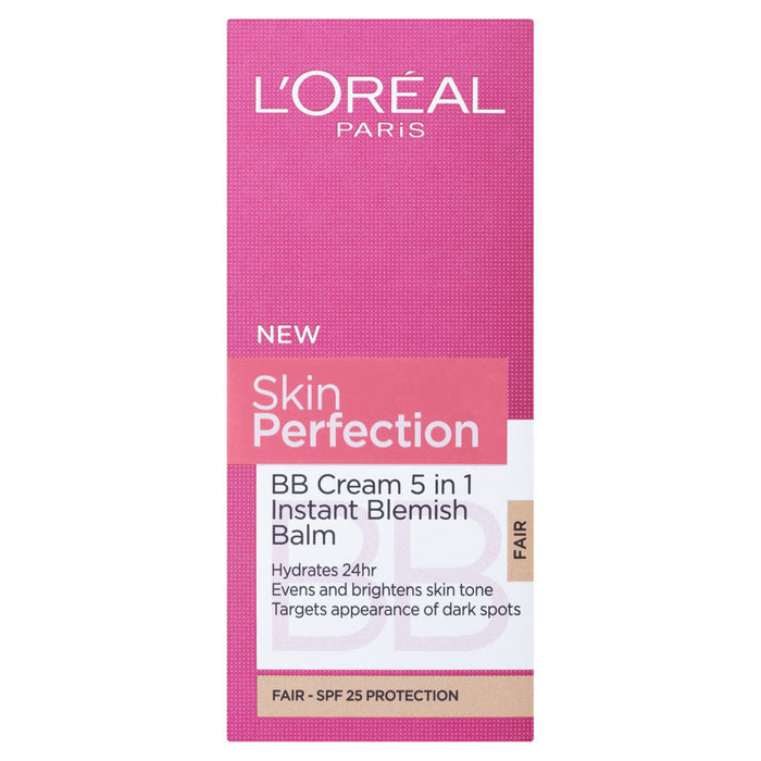 L'Oreal Skin Perfection BB Cream SPF25 50ml Tinted Moisturiser & Fake Tan l'oreal Fair  