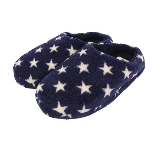 Ladies Navy Star Fashion Mule Slippers  FabFinds   