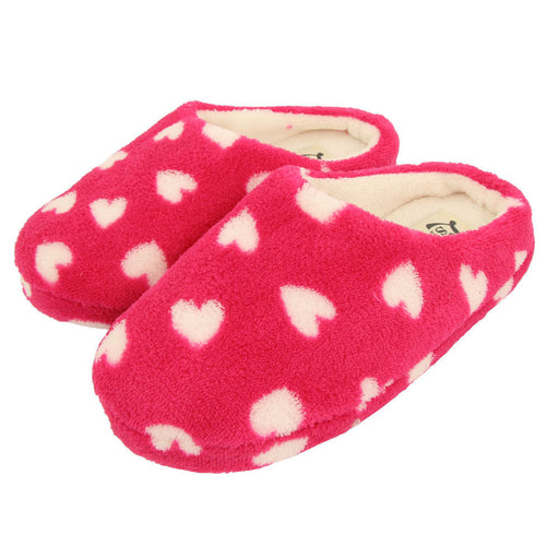 Ladies Pink Heart Fashion Mule Slippers  FabFinds   