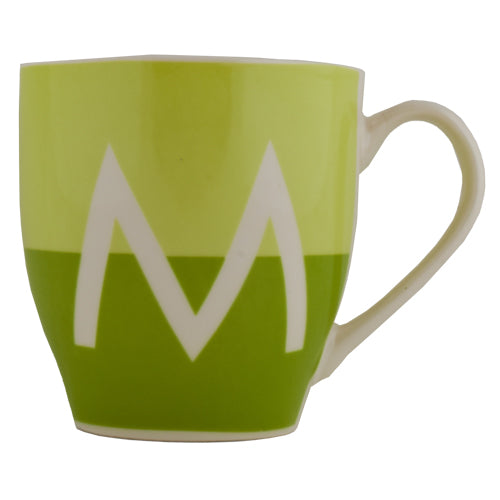 Initial M Green Two Tone Monogram Mug Mugs FabFinds   