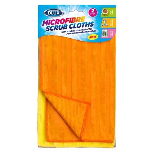 Dlux Microfibre Scrub Cloths Pack Of 2 Cloths, Sponges & Scourers Dlux   