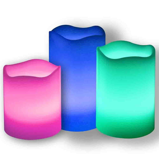 Multi Colour LED Remote Control Candles Set of 3 Candles FabFinds   