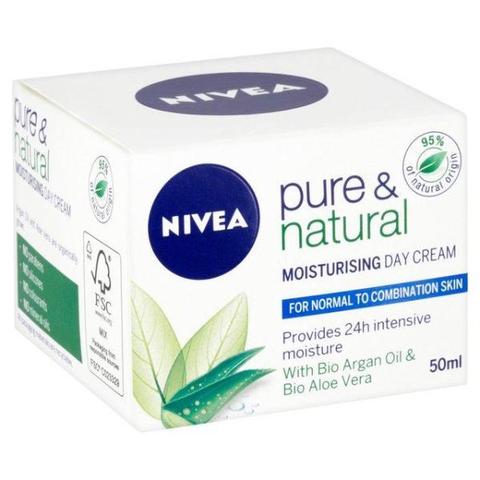 Nivea Pure & Natural Normal Combination Skin Day Face Cream 50ml Face Wipes Nivea   