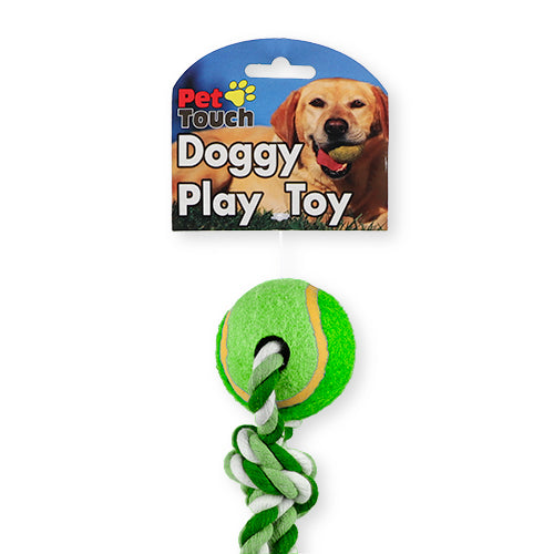 Pet Touch Doggy Play Toy Rope and Tennis Ball Dog Toys Pet Touch   