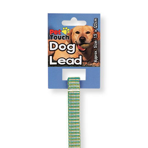 Pet Touch Fabric Dog Lead Assorted Colours 120cm Dog Accessories Pet Touch   