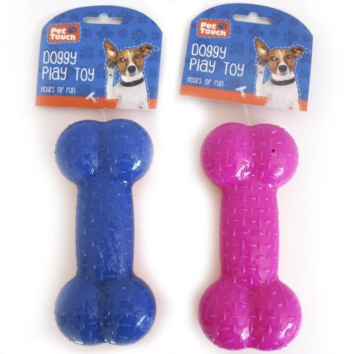 Pet Touch Dual Colour Squeaky Bone Dog Toy Assorted Colours Dog Toys Pet Touch   