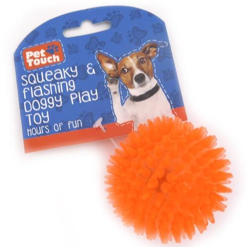 Pet Touch Squeaky & Flashing Doggy Play Toy Assorted Shapes & Colours Dog Toys Pet Touch Orange Ball  