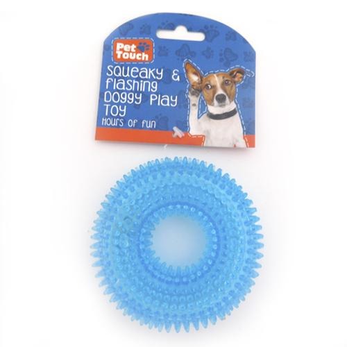 Pet Touch Squeaky & Flashing Doggy Play Toy Assorted Shapes & Colours Dog Toys Pet Touch Blue Hoop  