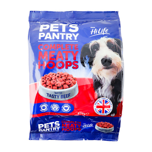 Pets Pantry Complete Meaty Hoops Beef Dog Food 675g FabFinds