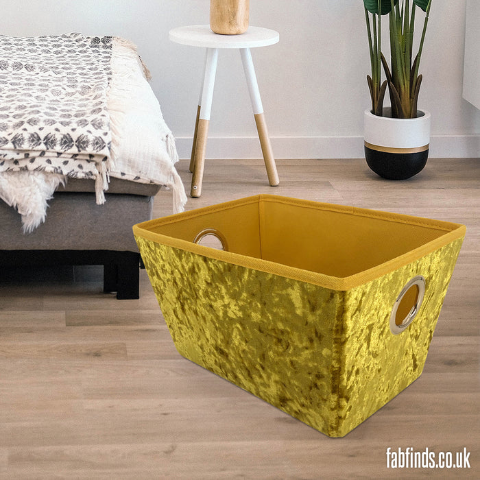 Home Collection Crushed Velvet Storage Basket Storage Baskets FabFinds   